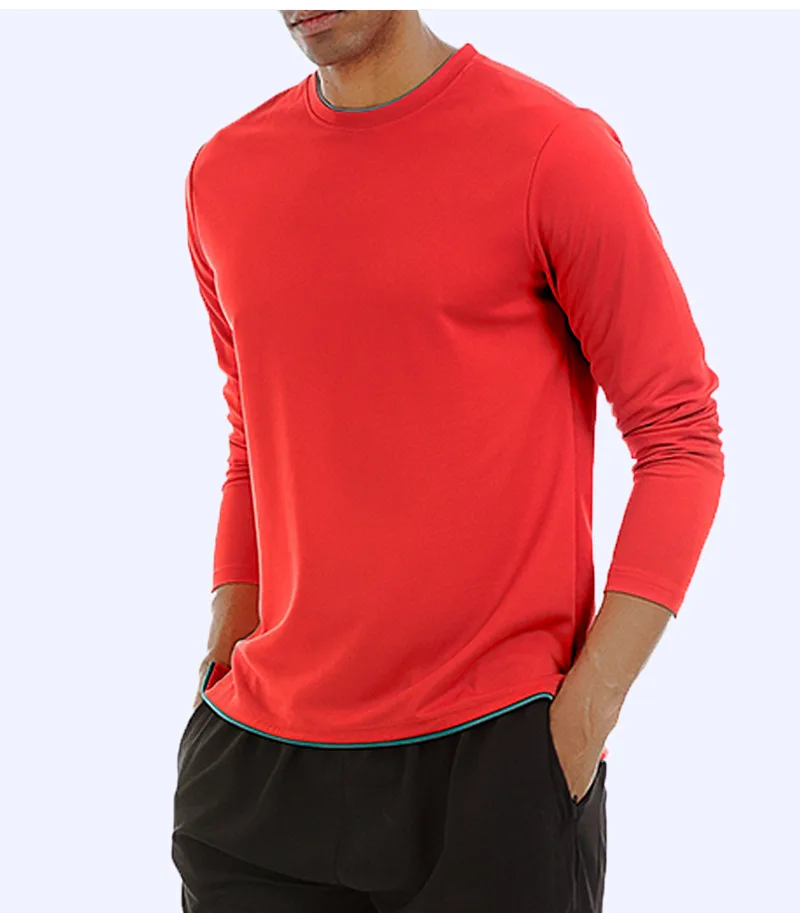 Men sports training running long sleeve tight sportswear Tracksuit solid color Oneck T-shirt outdoor Bodybuilding Shirt | Спорт и