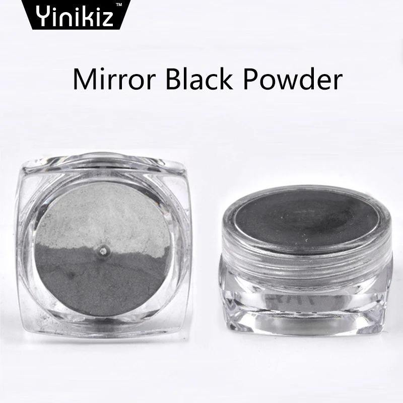 Yinikiz 1 шт. черный зеркальный блестящий порошок Ultri thin лак для ногтей блестящая Пыль