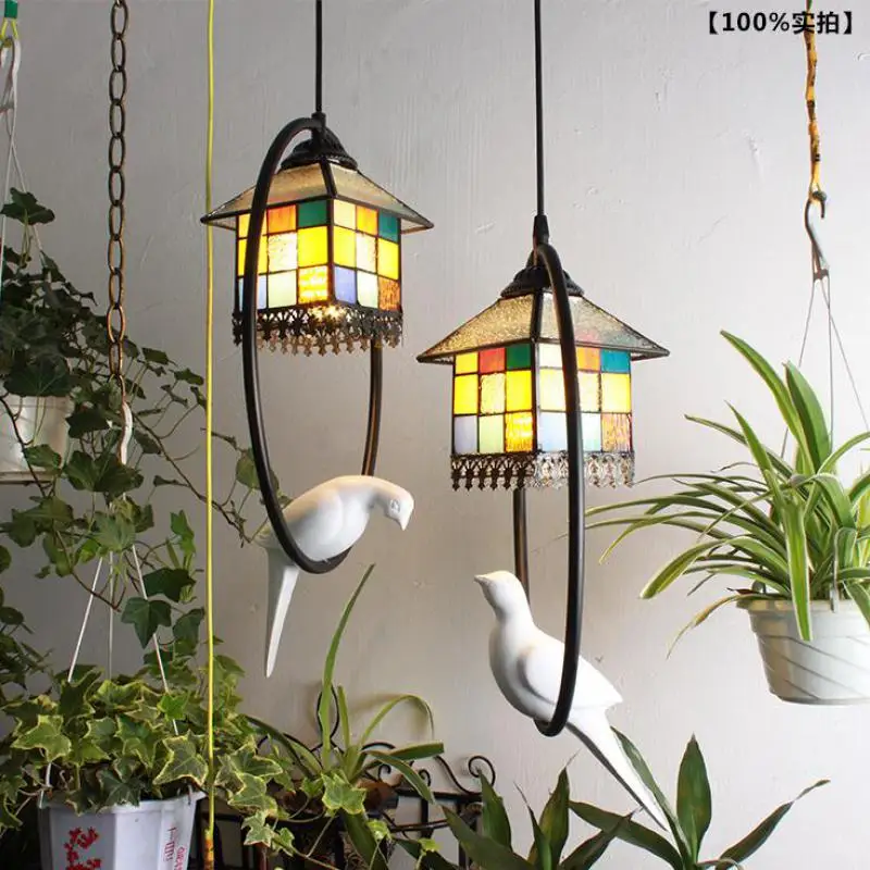 Tiffany Home Garden подвесной светильник Retro Aisle Настольная лампа Creative Bird Small Pendant Light