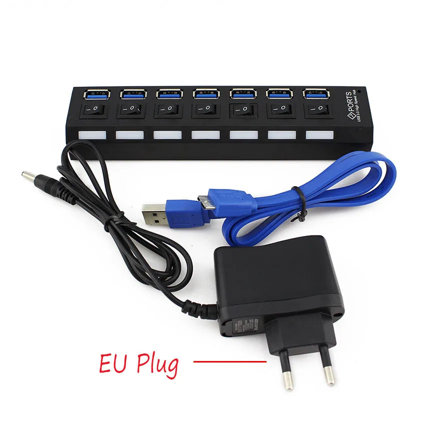 CHYI USB 3 0 концентратор с внешним адаптером питания EU/AU/US/UK 5 Гбит/с 7 портовый usb хаб