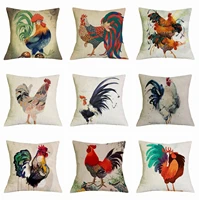 colorful chicken rooster pillow case throw pillowcase cotton linen printed pillow covers for office home textile