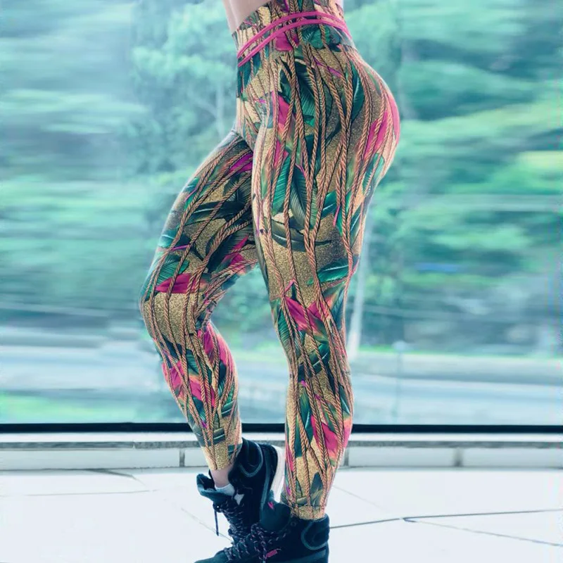 Fashion Print Fitness Yoga Pants Women Sports Leggings Workout Hot Running Leggings Sexy Push Up Gym Wear Elastic Slim Pants
