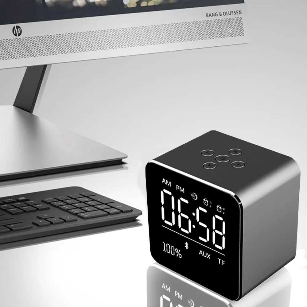LUDA будильник с беспроводным Bluetooth динамиком металлический мини квадратный