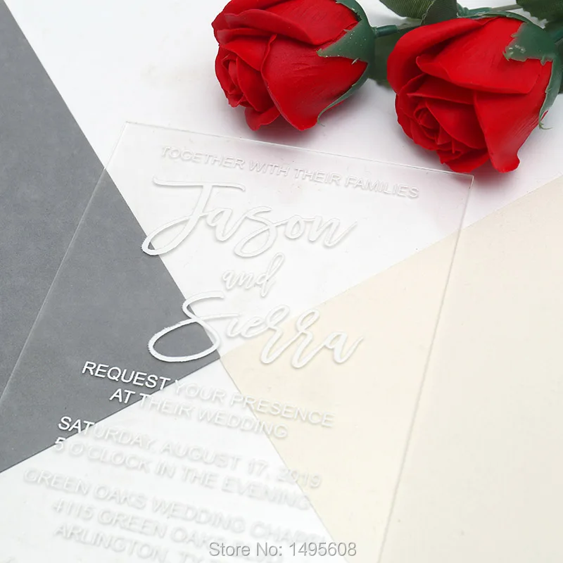 Прозрачное Свадебное приглашение. Виниловые приглашения. Прозрачные