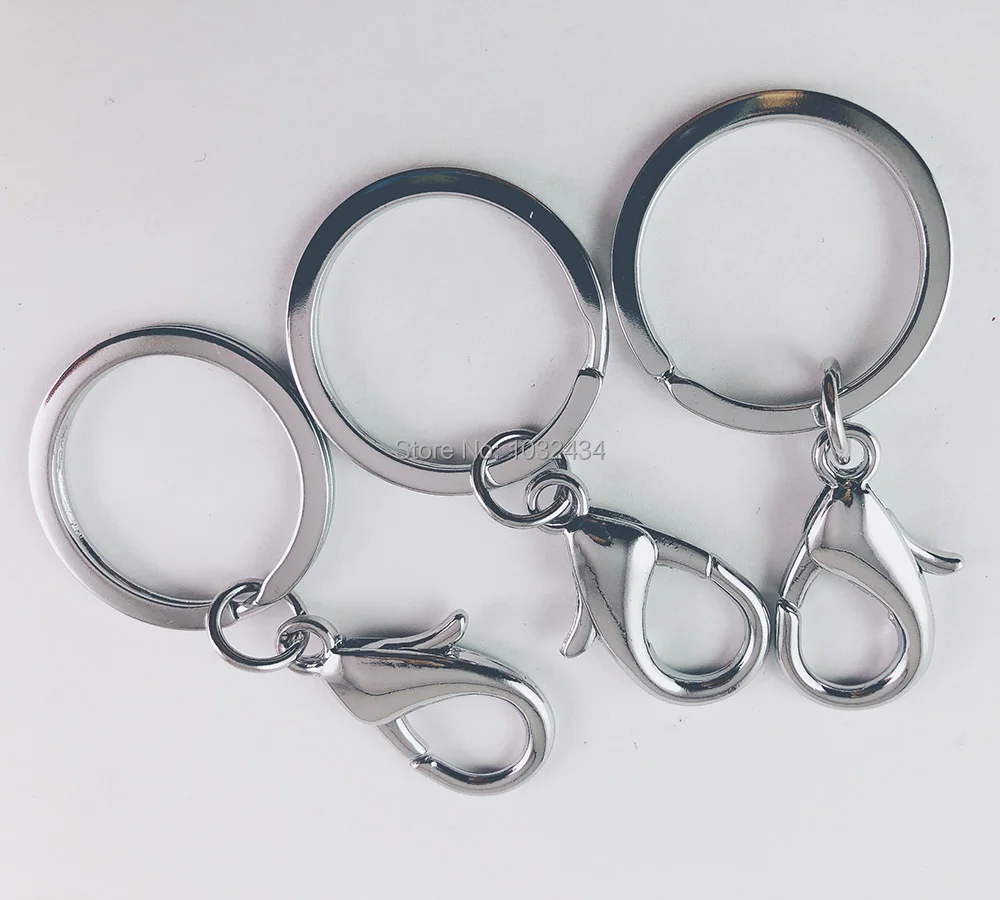 

300pcs/lot DIY 30mm Key Ring Long 60mm Popular Charm Plated Lobster Clasp Key Hook Chain Jewelry Keychain