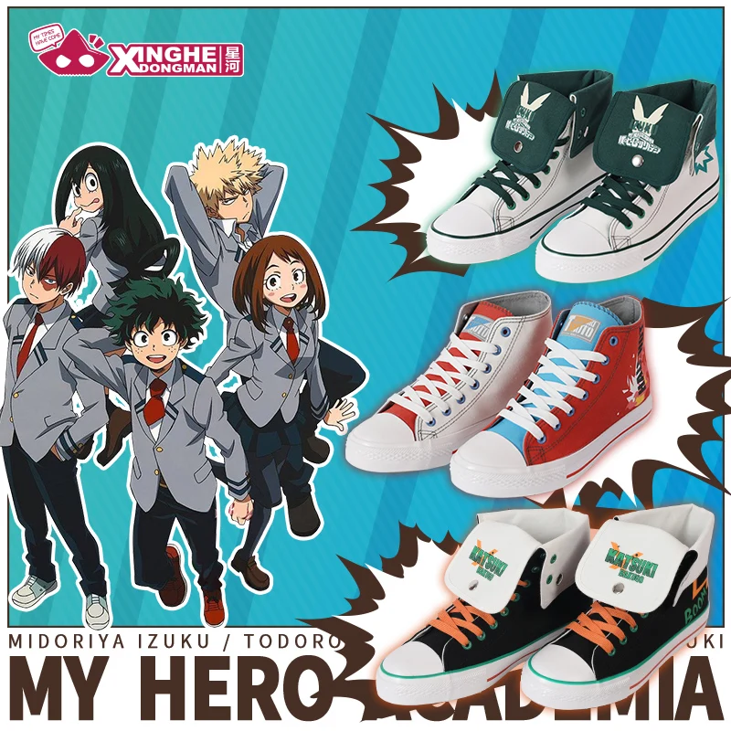 Млечный Путь аниме мой герой Academy высокие холщовые Izuku Midoeiya кроссовки Shoto Todoroki