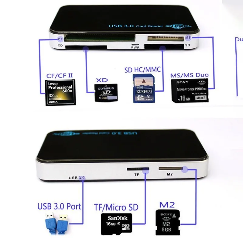 USB 3,0 OTG Micro SD Кардридер высокоскоростной Все в одном SD/Micro SD/TF/CF/ms компактный флэш-адаптер смарт-карты памяти