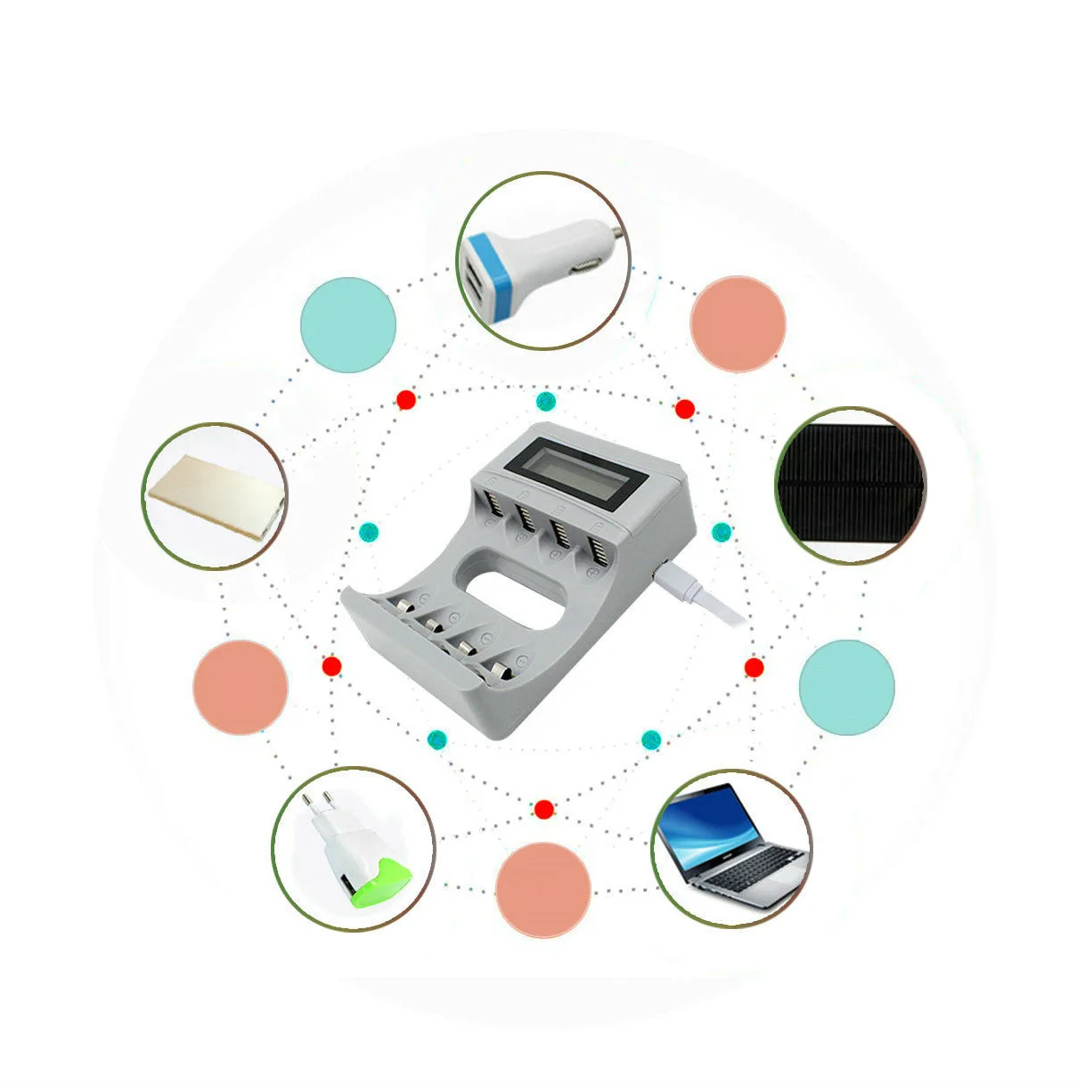 Bty-C704A4 зарядное устройство Universel 4 слота Интеллектуальное Быстрое светодиодное Usb