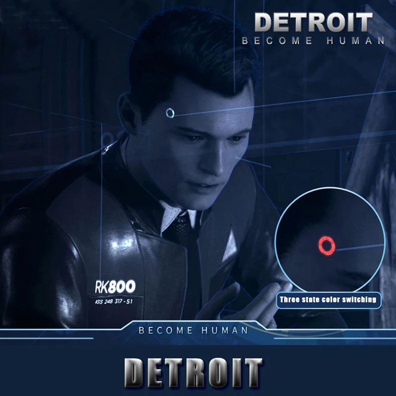 Горячая игра Детройт: стать человеком Косплей Коннор RK800 Темпл светодиодный свет