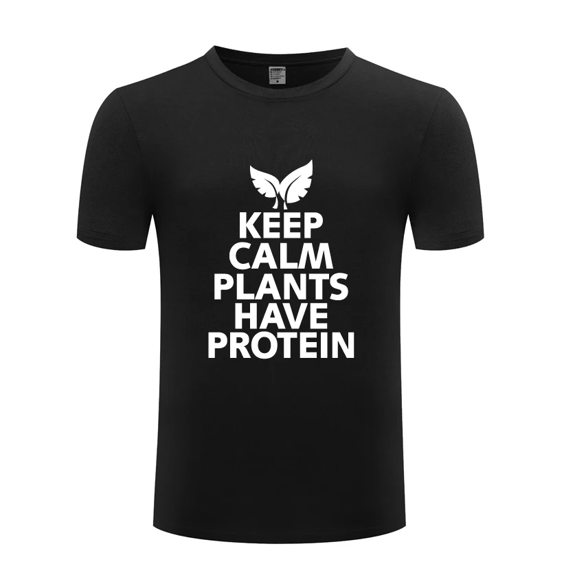 Keep Calm растения есть белка Мужская футболка 2018 Новая одежда для детей с короткими