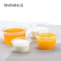 50 pcs pudding cup with lid disposable plastic cups sauce baking jelly dessert cups wedding small mini party set cup bowl box