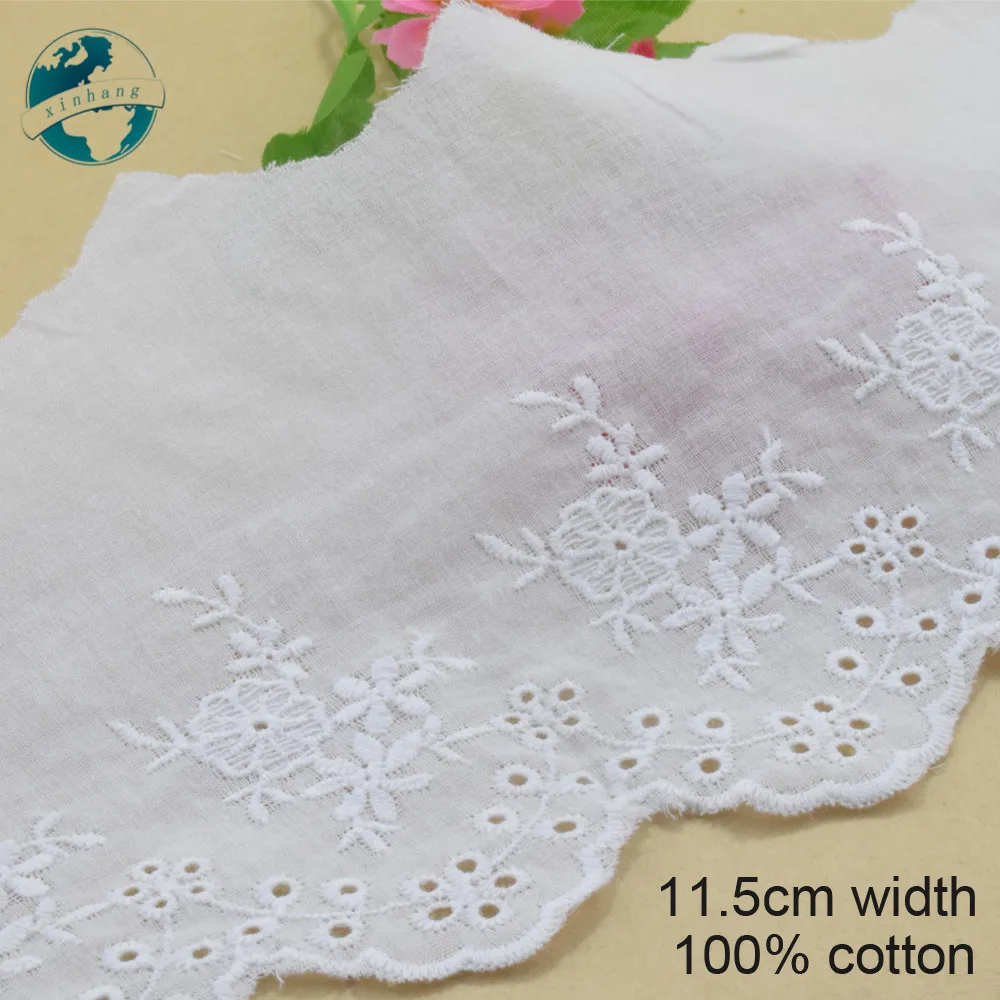 

3yards 11.5cm width 100% Cotton embroid lace sewing ribbon guipure trim wedding lace DIY Garment Accessories african lace#3312