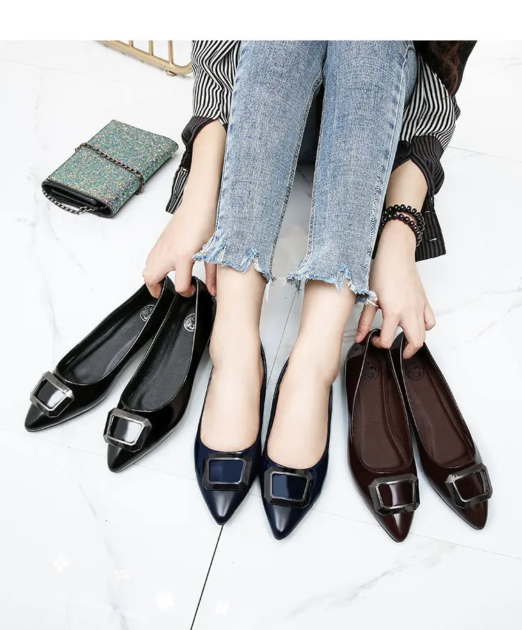 Pointed Toe Concise Solid Basic Slip-On Pumps for Women Buckle Casual Low Heel Ladies Fashion With Single Shoes | Обувь