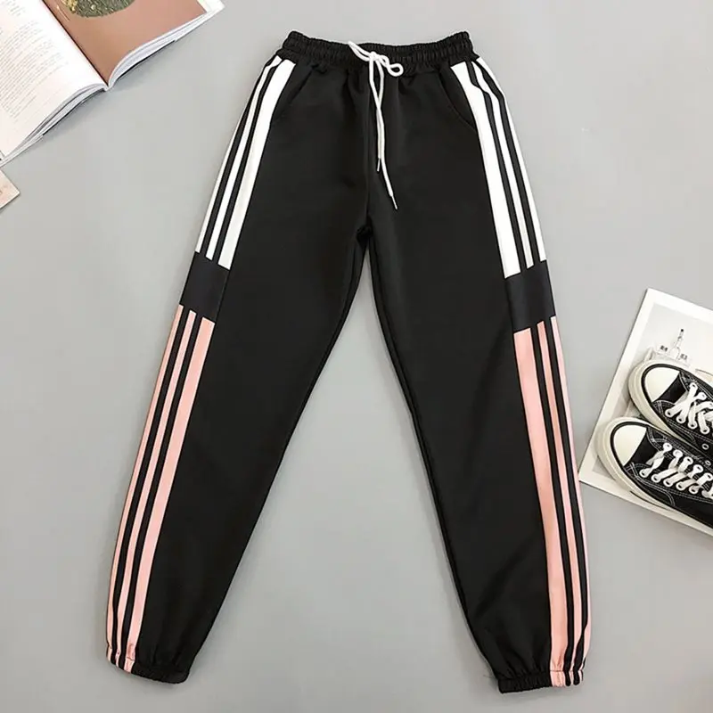 Белые полосатые спортивные штаны летняя уличная одежда шаровары женские в стиле