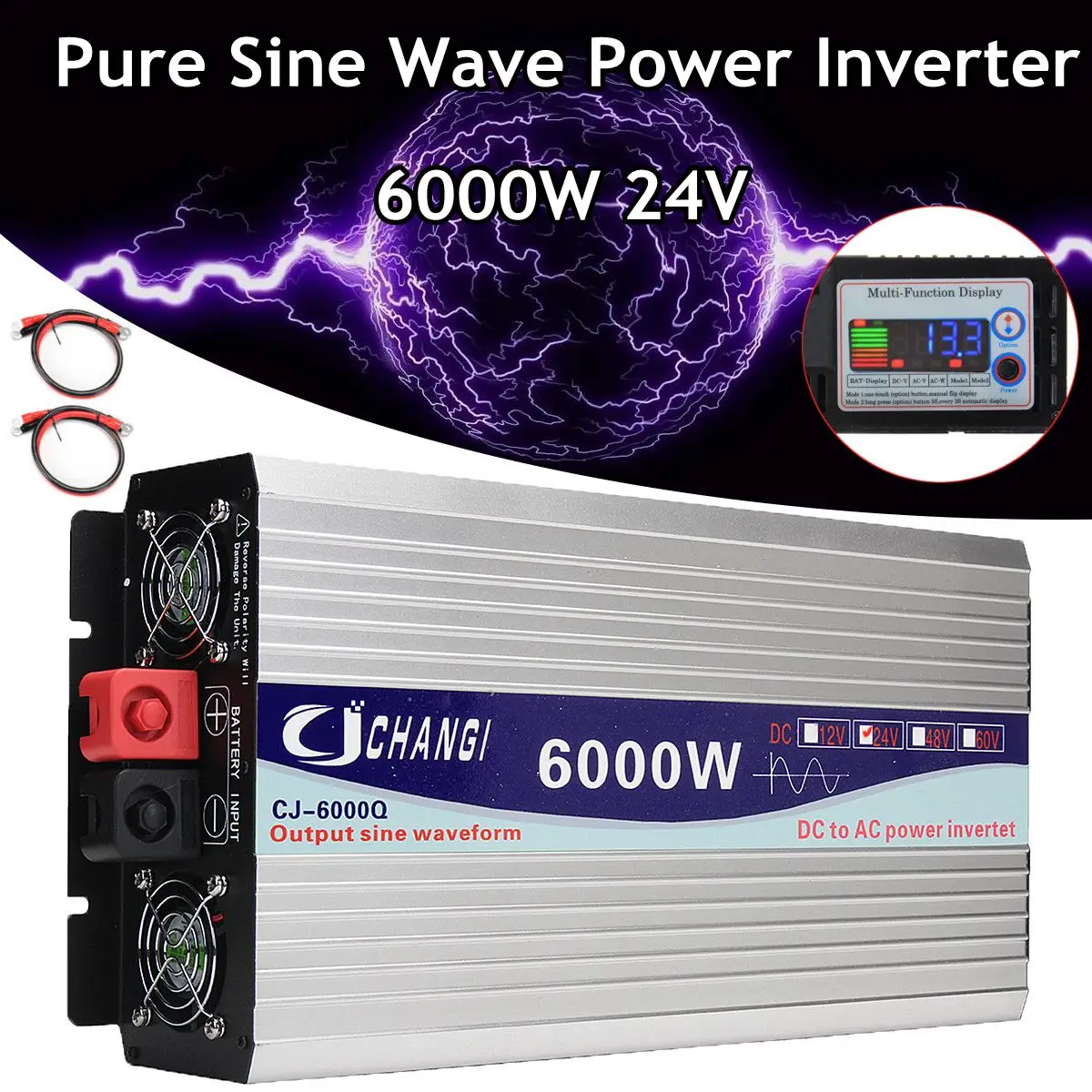 

DC 12V/24V To AC 220V 6000/5000/4000/3000W Pure Sine Wave Power Inverter Intelligent Color LCD Screen Car Home Outdoor Inverter