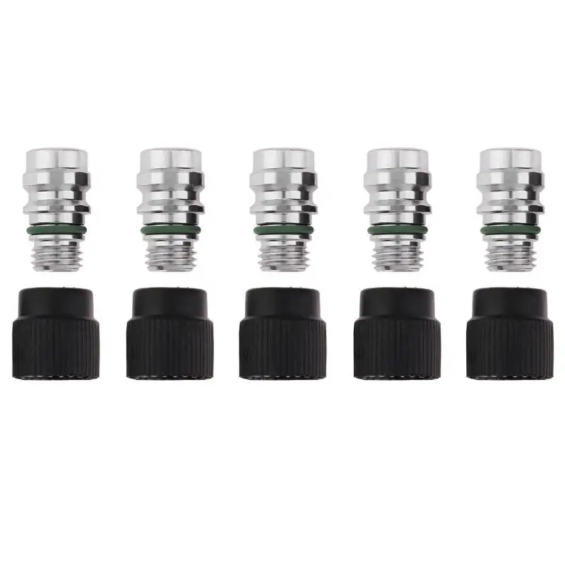 

VODOOL 5Pcs High Side A/C Service Charge Port Ball Valve Cores With Caps Auto Air Conditioner System Repair Accessory For GM VW