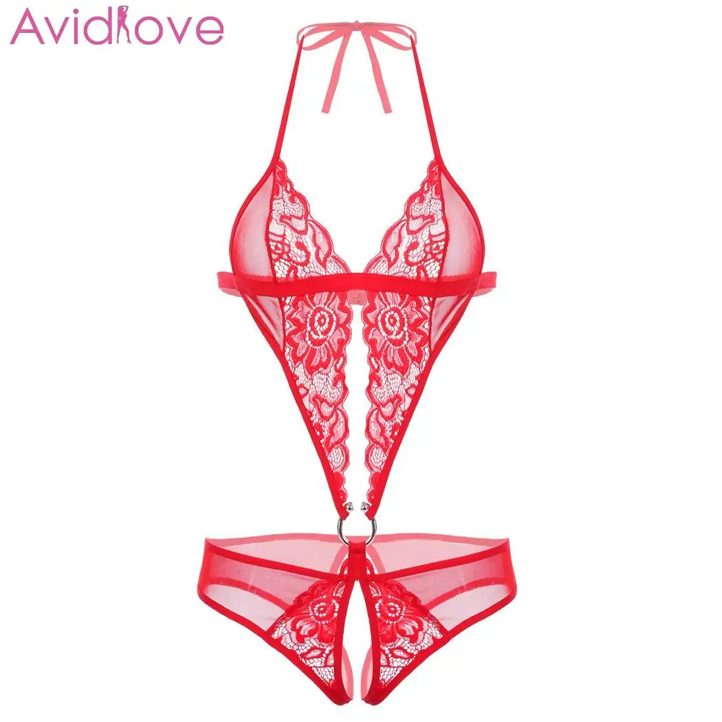 Avidlove Badydoll сексуальное нижнее белье ночное кружевная одежда с крючком Холтер