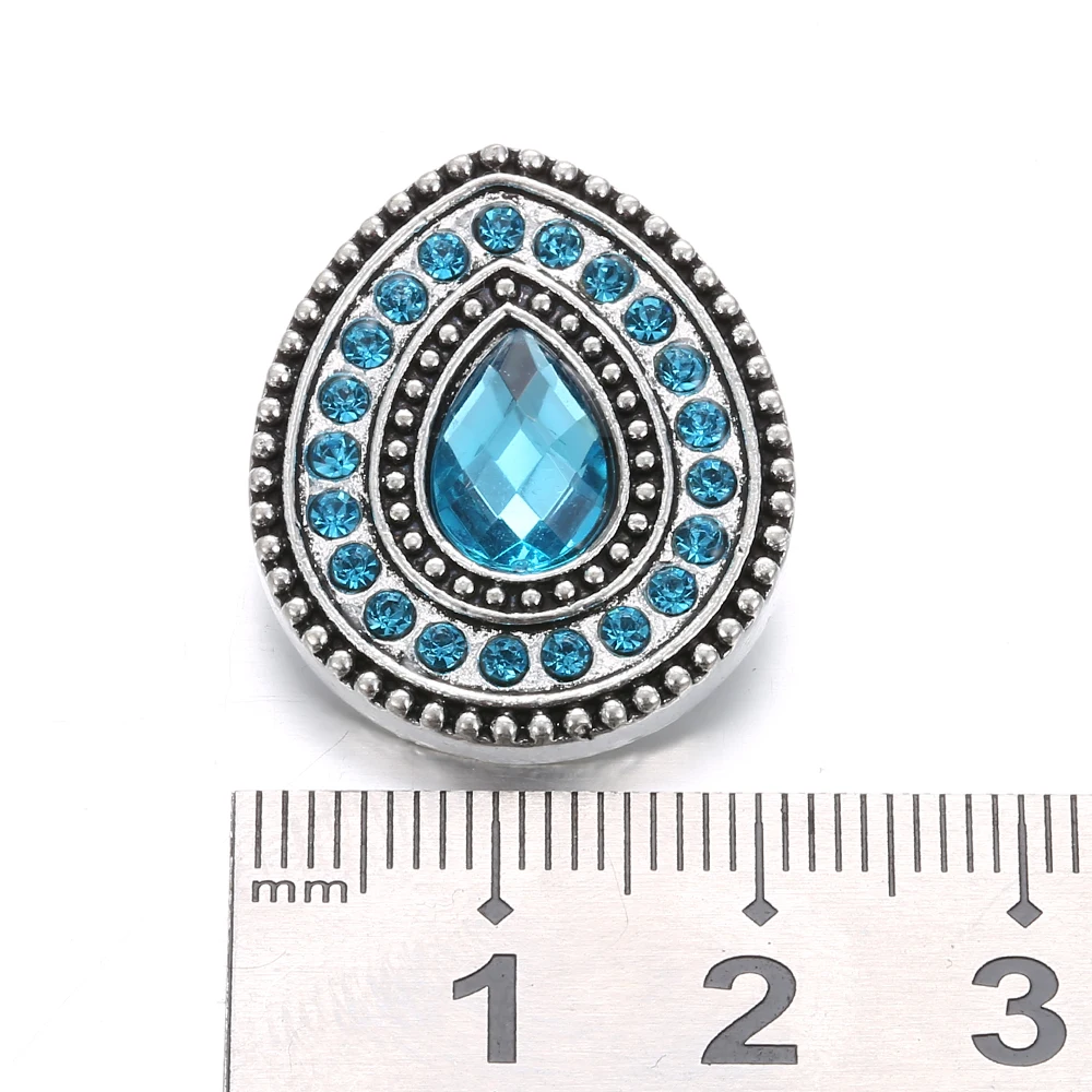 6pcs/lot New Snaps Jewelry Full Crystal Water Drop 18mm Metal Snap Buttons Fit Bracelet Bangles Necklaces DIY | Украшения и