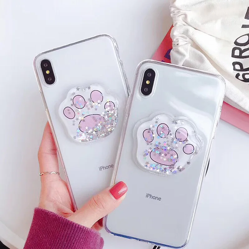 Moskado Cat-pad чехол для телефона iphone XS MAX XR X прозрачный плавающие блестки назад 8 7 6 6s