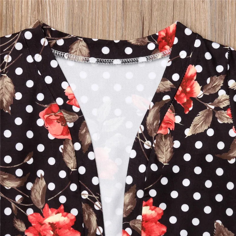 Baby Kids Girl Boho Toddler Cardigan Coat Flower Polka Dot Print Long Sleeve Outwear Tops Autumn Spring Cotton Girls Clothes | Детская