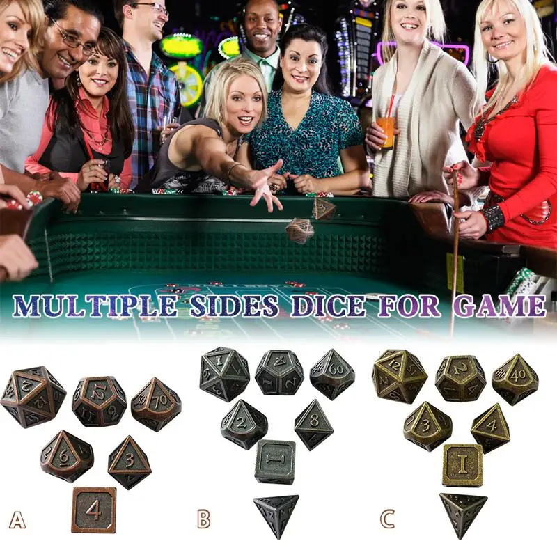 Высокое качество 7 шт./компл. креативный РПГ игральные кости D & металлические