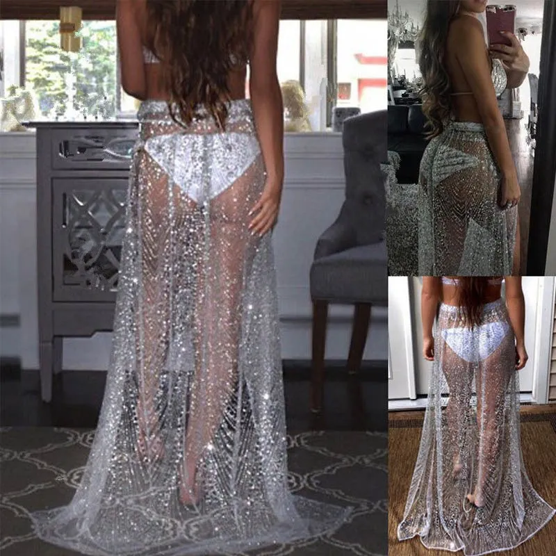 Женская Клубная юбка с блестками Boho Длинная пляжная 2019 | одежда