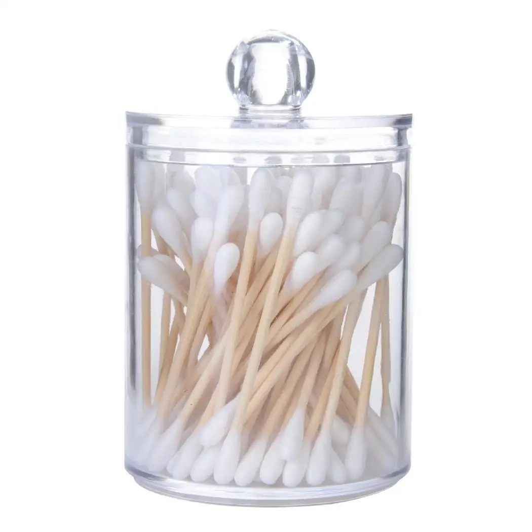 Transparent Dual Layer Cylinder Cotton Swab Storage Box Makeup Organizer Case | Дом и сад