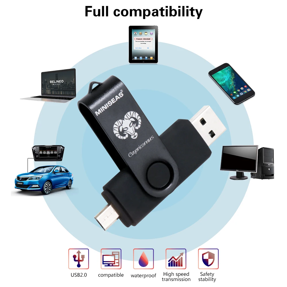 12 constellations Miniseas OTG Usb Flash Drive PenDrive 64GB 32GB Pendrive 16GB 8GB 4GB Memory Stick | Компьютеры и офис