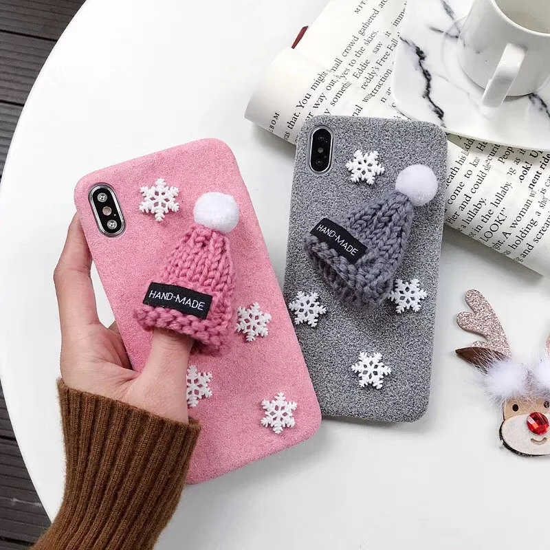 Рождественская шляпа пушистый чехол Санта Клауса для iPhone 8 7 6 S Plus X XS Max XR милый