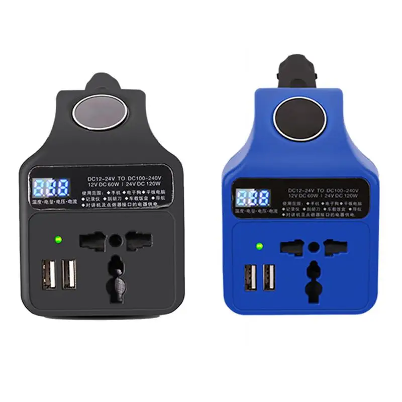 Двойной USB 60 W/120 W DC 12 V 24 к AC 110 240 портативный автомобильный инвертор зарядное