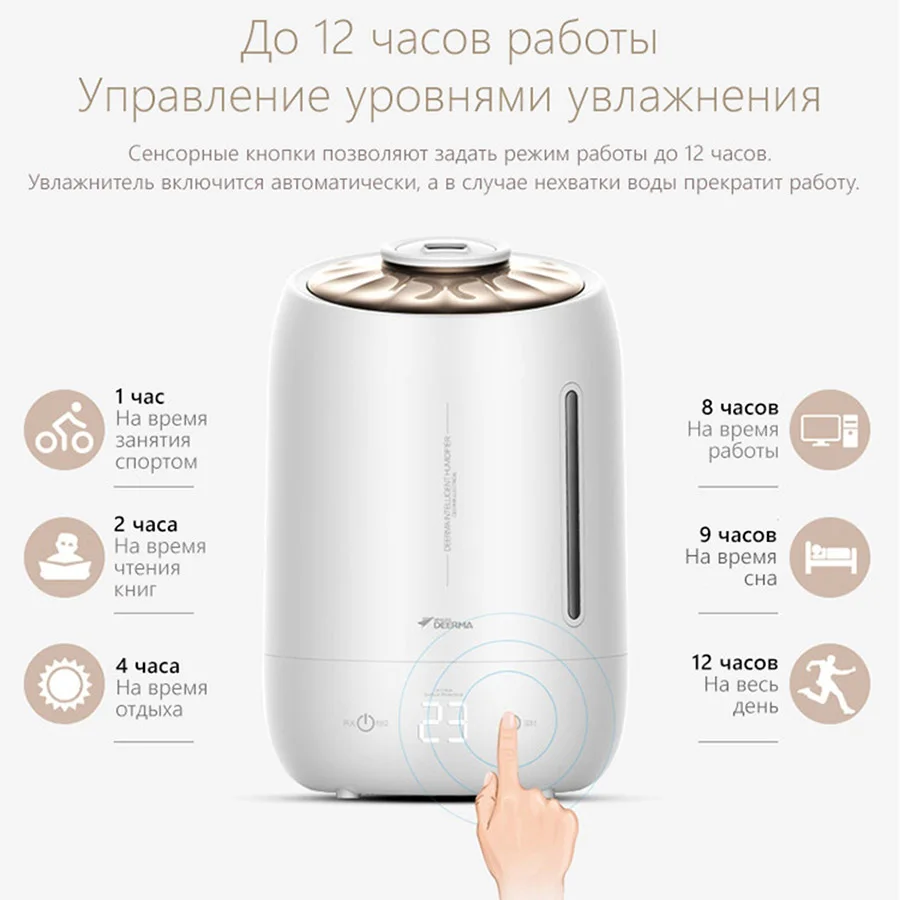 Оригинальный Deerma 5л Xiaomi Smartmi ультразвуковой увлажнитель с сенсорным экраном 12