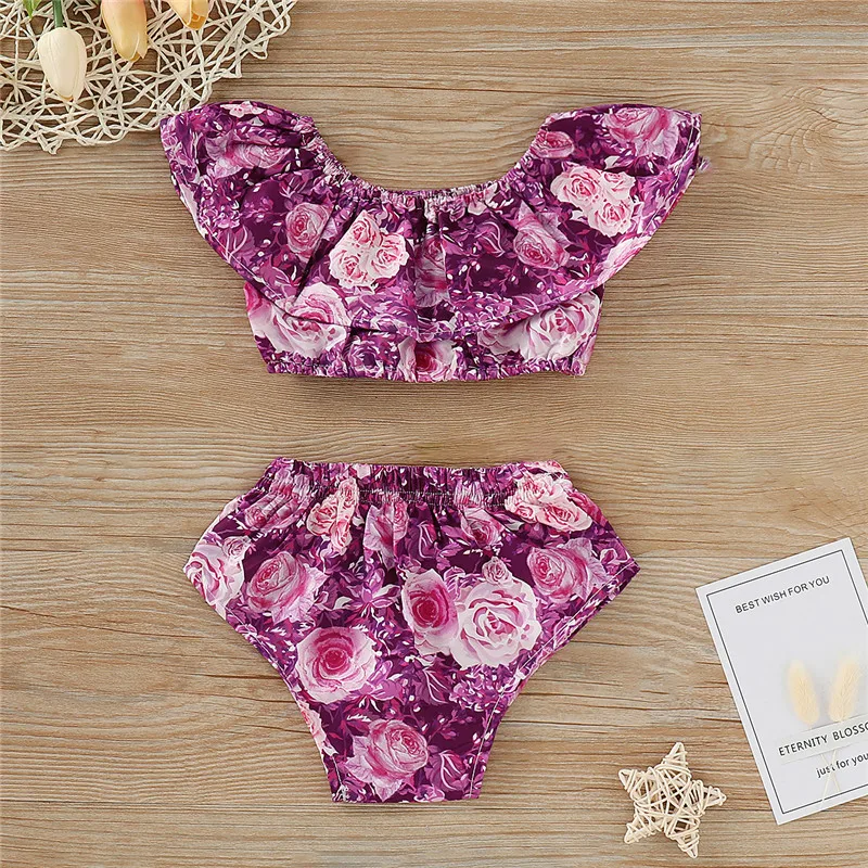PUDCOCO/Новинка топы с открытыми плечами и цветочным рисунком для новорожденных