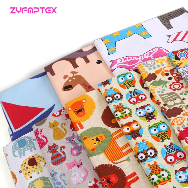 ZYFMPTEX 150x100 см плотная полиэфирная хлопковая ткань с мультяшным принтом стильная