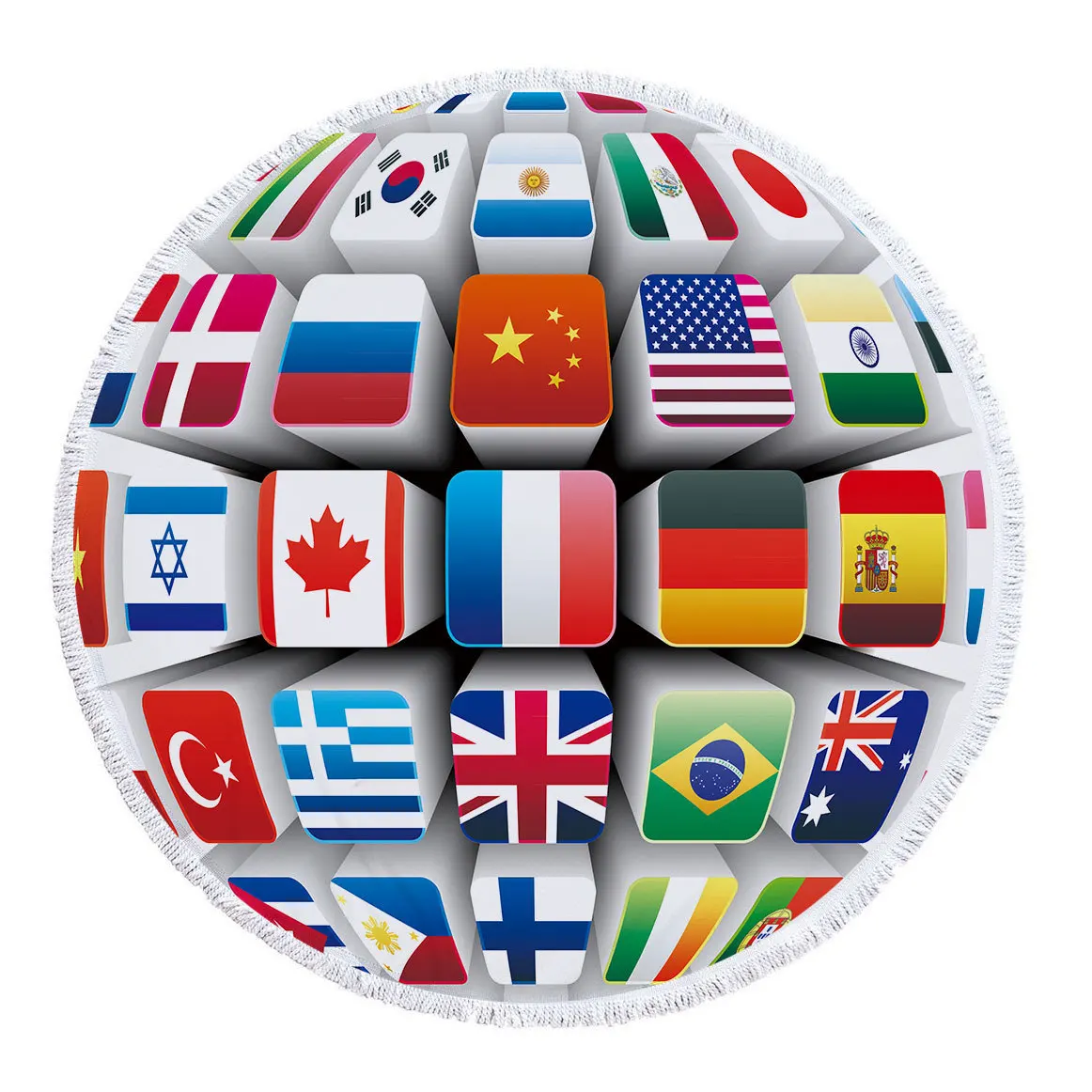 United States American Flag Large Round Beach Towel Microfiber Circle Mat Blanket Bath Tassels Serviette De Plage | Дом и сад
