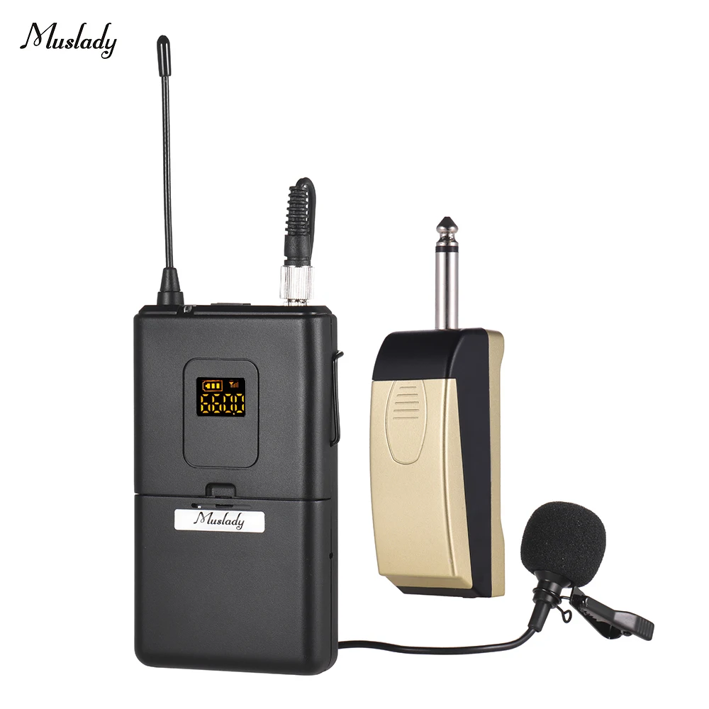 Muslady беспроводной микрофон UHF Mic Система с приемником передатчик клип на лацкане