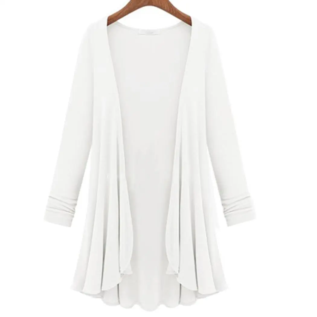 Women Casual Open Front Long Sleeve No Draped Hem Solid Spring Knit Slim Party Pleated Cardigan |