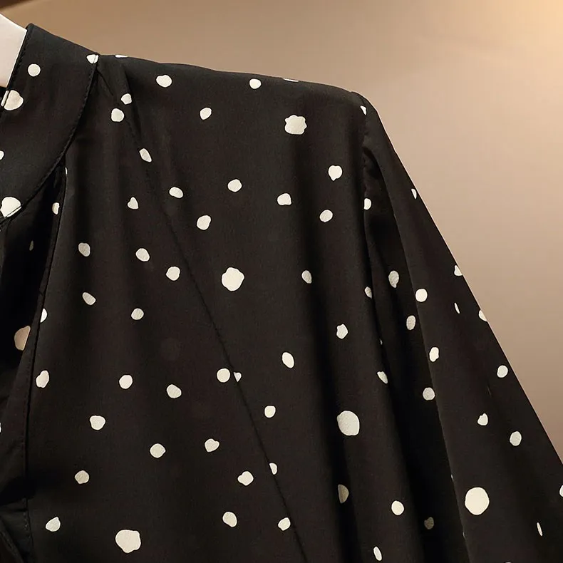 2019 весеннее модное женское платье с принтом свободное шифоновое длинным рукавом