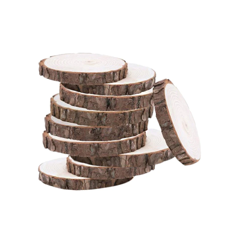 

CNIM Hot 10pcs 10-12CM Wood Log Slices Discs Wooden Craft Embellishment for DIY Crafts Wedding Centerpieces