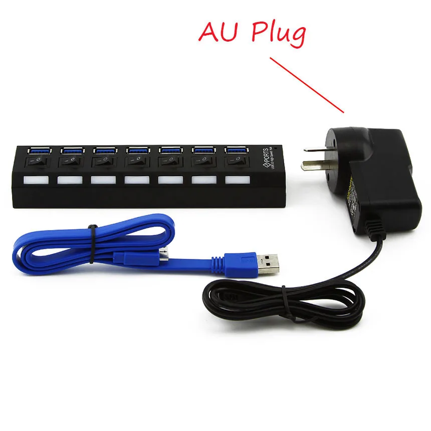 CHYI USB 3 0 концентратор с внешним адаптером питания EU/AU/US/UK 5 Гбит/с 7 портовый usb хаб