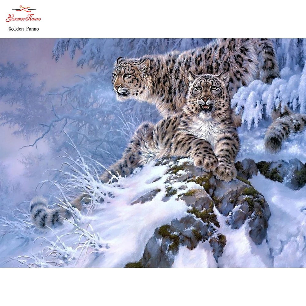 

Golden Panno5D DIY Diamond Mosaic Home Decoration Two Tiger Diamond Embroidery 3D Diamond Painting Cross Stitch Painting