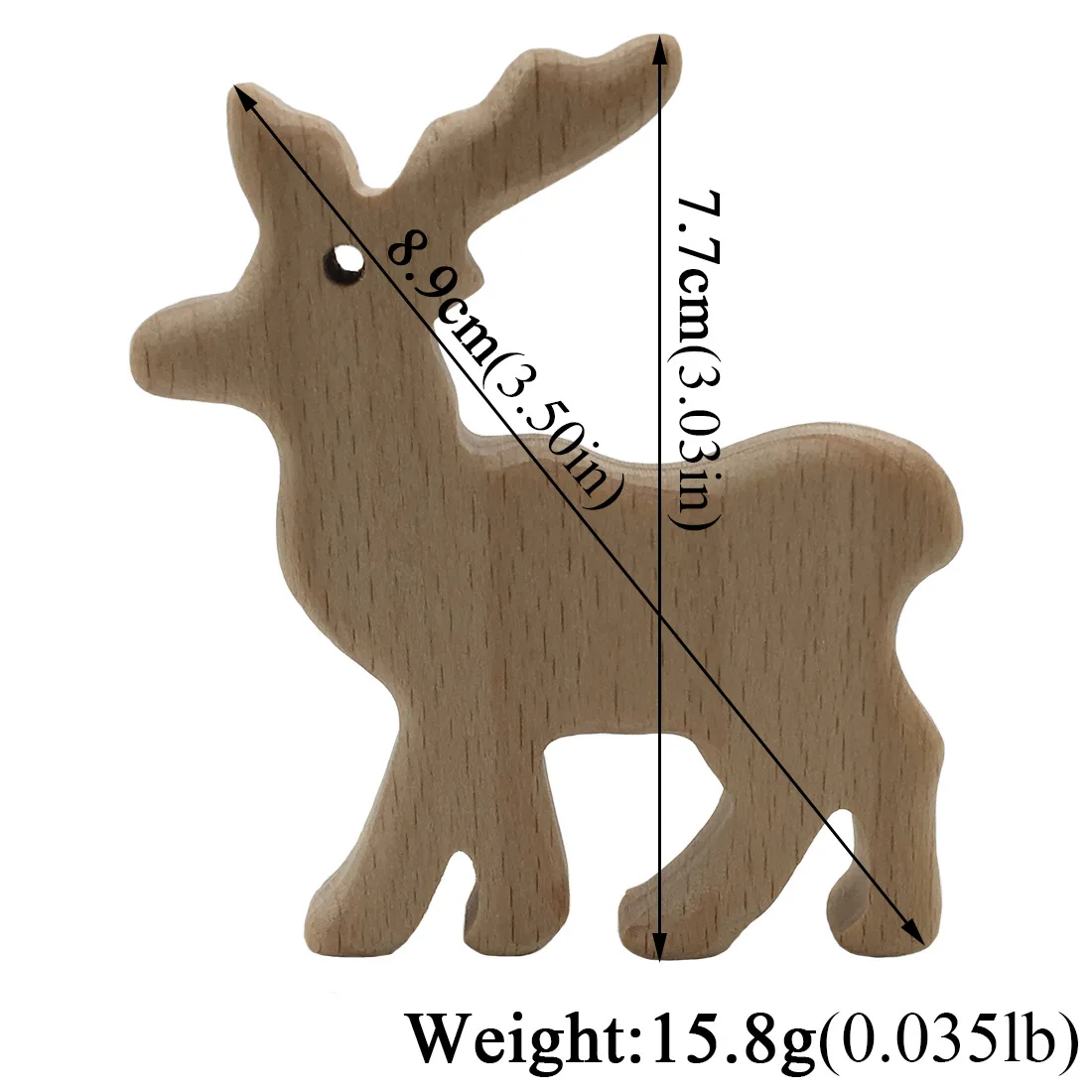 

Elk wooden Teether Teething Pendant Wood Deer Shape Teether Animal Wooden Toy Pacifier Clip Pendant Baby Gym Pendant Teether Toy