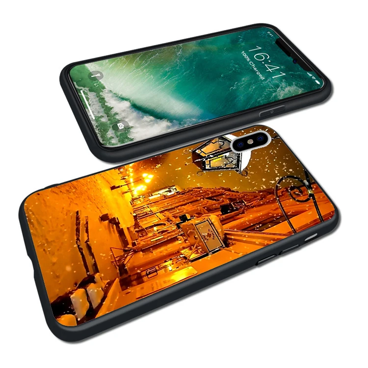 Coque светильник зимний ночной черный мягкий силиконовый чехол для телефона iPhone XS