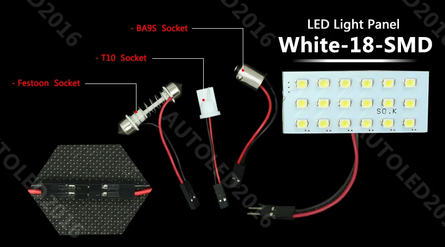 T10 W5W Festoon BA9S адаптер Светодиодный 18 чипов 1210 3528 SMD светодиодный светильник для