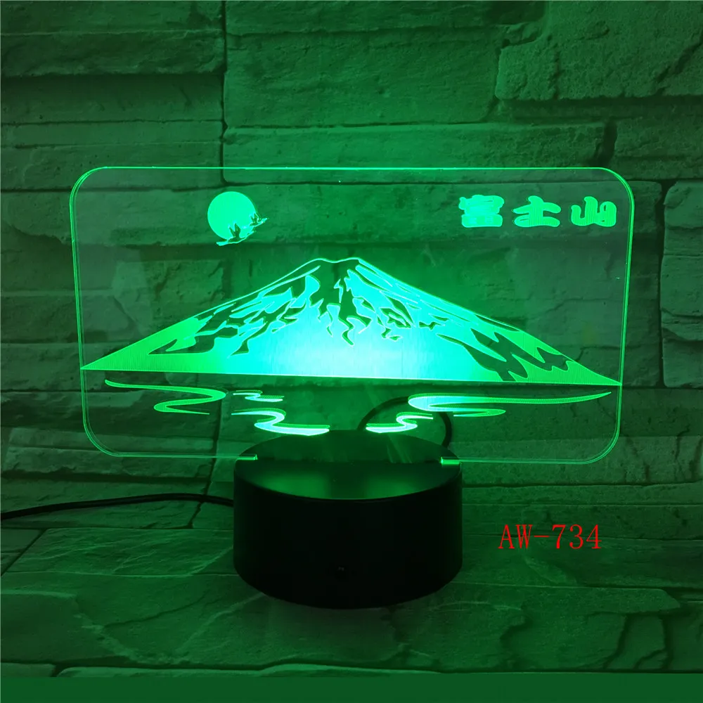 Japan's Mount Fuji Shape 3D Lamp Sun Colorful LED Night Light Snow Mountain Desk Table USB Decorative AW-734 | Лампы и освещение