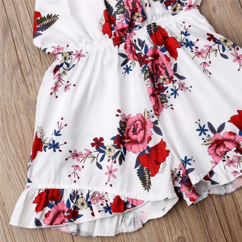 

Newborn Baby Girl Floral Off Shoulder Rompers Playsuit Sunsuit Kids Toddler Princess Strapless Summer Clothes Playsuit Jumpsuit