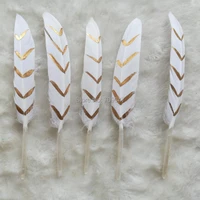 50pcslot white feathers gold chevron gold and white plumes wedding decorations dream catcher diy feather supplies