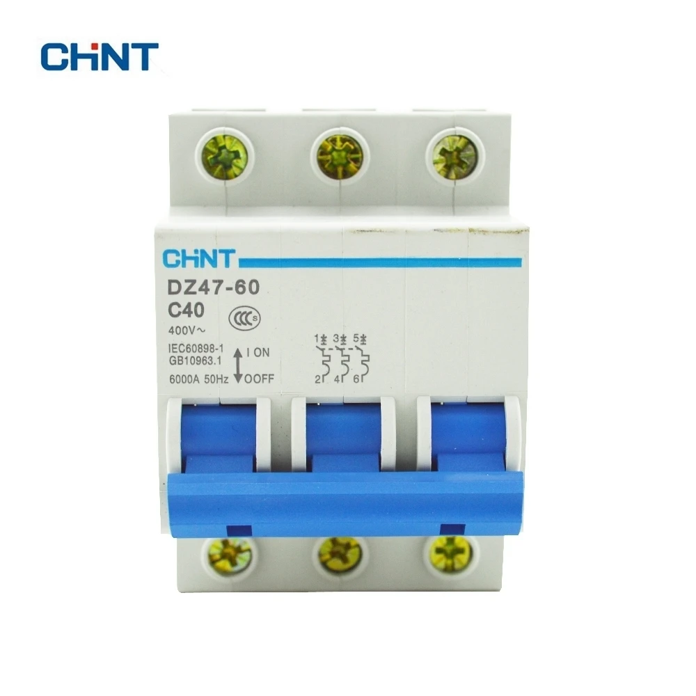 

CHINT Circuit Breakers DZ47-60 3P 40A Coil Voltage 230/440V C40 Air Switch Household Lighting Plastic Circuit Breaker