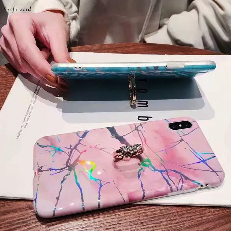 Роскошный Мраморный чехол для iPhone X XS MAX XR силиконовое мягкое кольцо