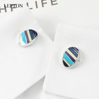 lepton colorful rectangular enamel cufflinks for men business gifts cuff links fashion simple man french shirt cuffs cufflink