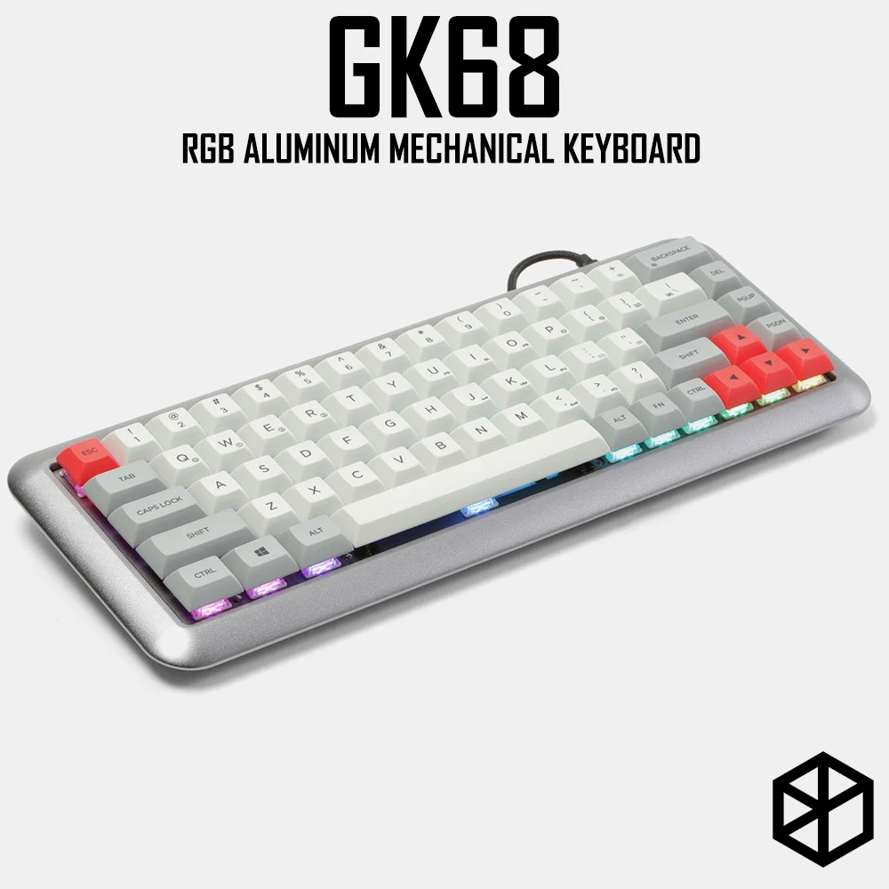 GK68 RGB алюминиевая механическая клавиатура Вишневый rgb синий коричневый черный красный переключатель Тип c Горячая замена переключатель с красителем
